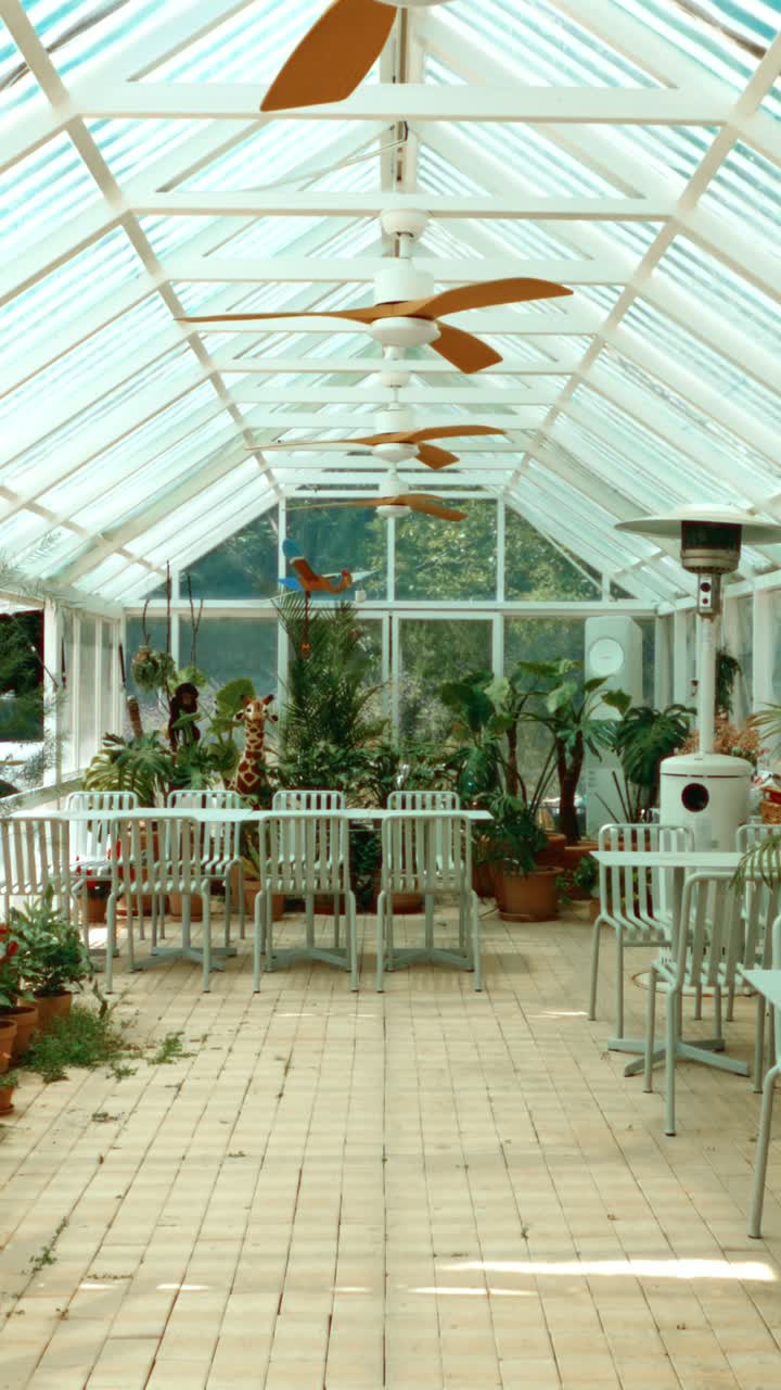 Inside the white greenhouse