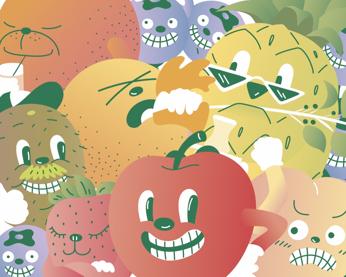 Fruiterie Friends group illustration