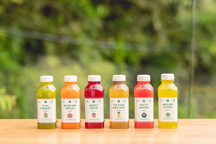 Cold-pressed bottled juice lineup